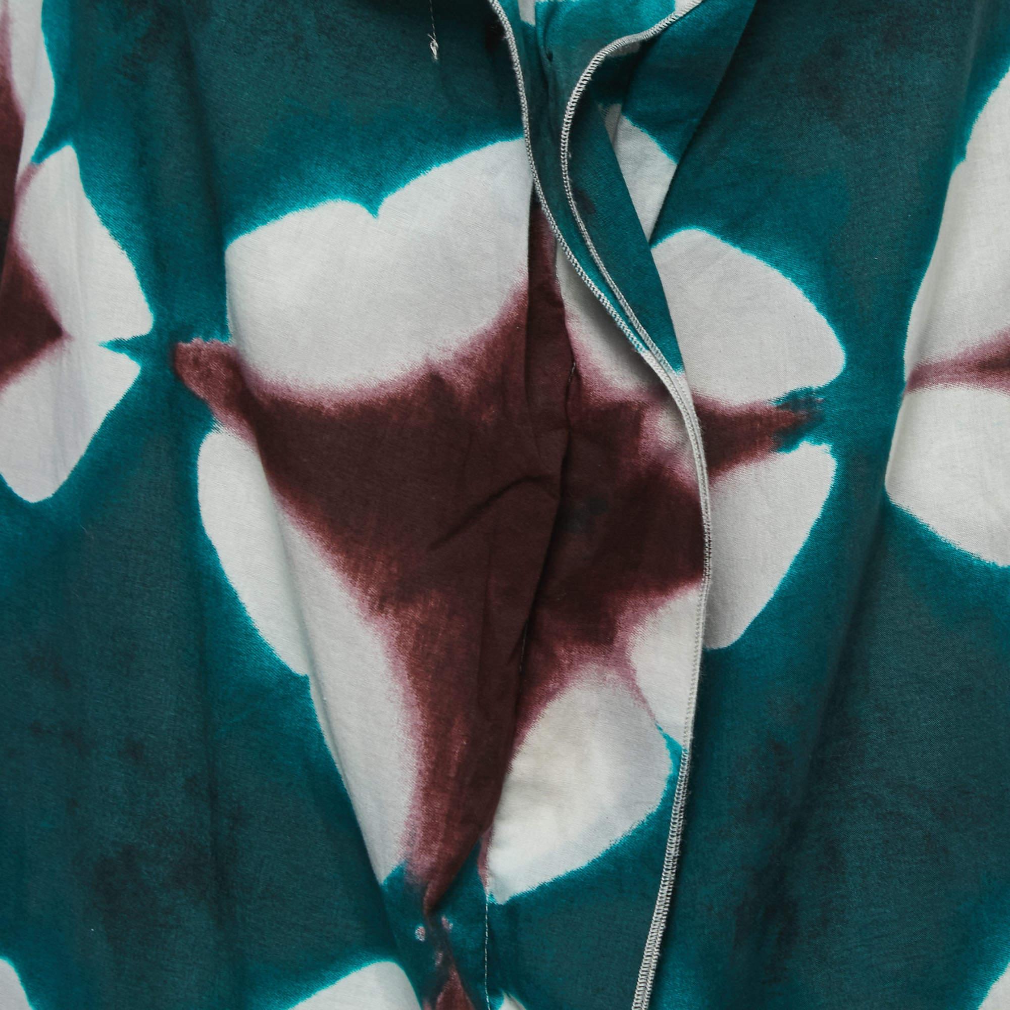 Black Marni Green Tye Dye Printed Cotton Sleeveless Top M For Sale