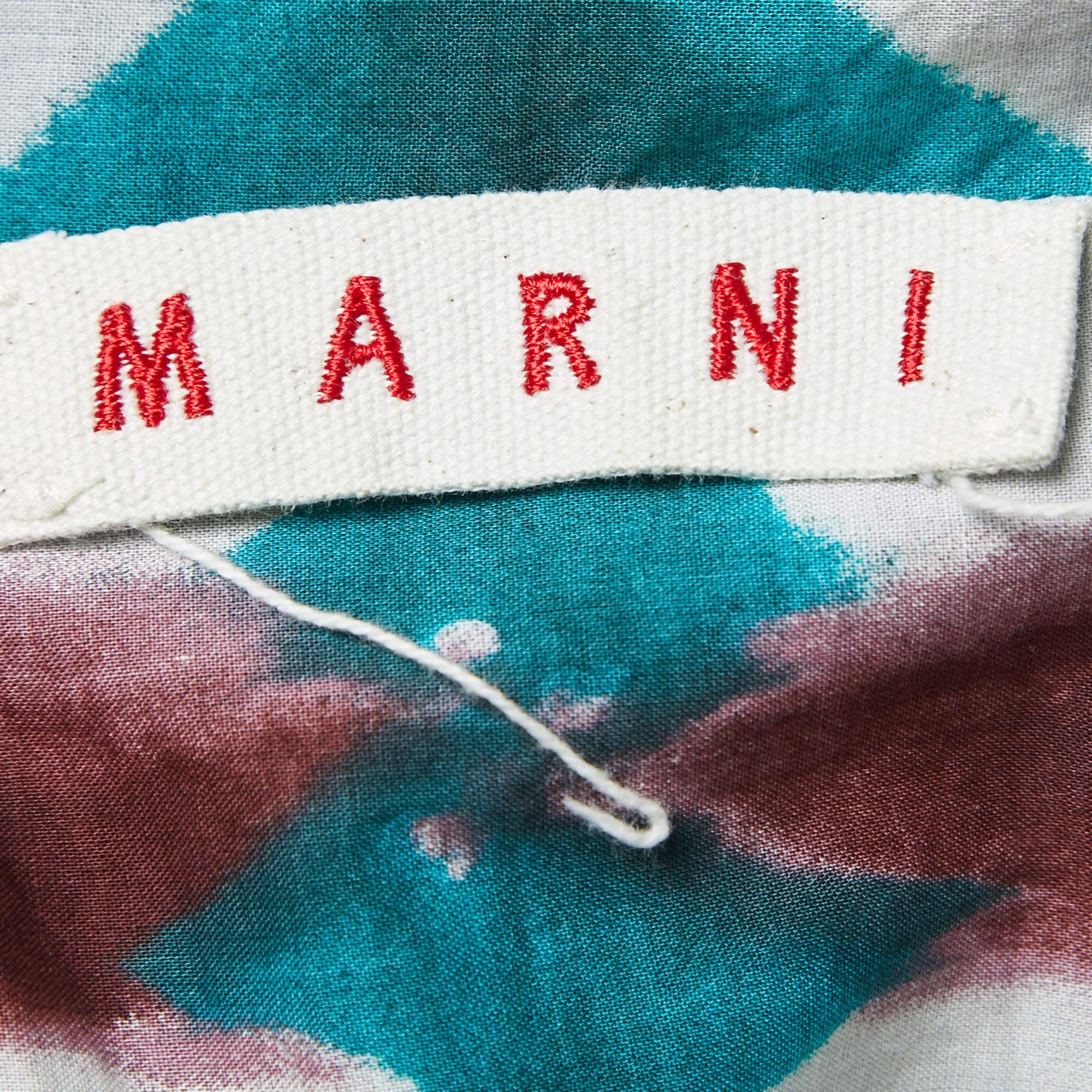 Marni Green Tye Dye Printed Cotton Sleeveless Top M In Good Condition For Sale In Dubai, Al Qouz 2