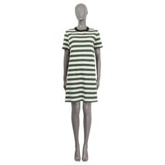 MARNI green & white cotton STRIPED Short Sleeve Shift Dress M