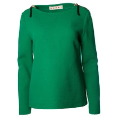 Marni, green wool top with zippers on the shoulders