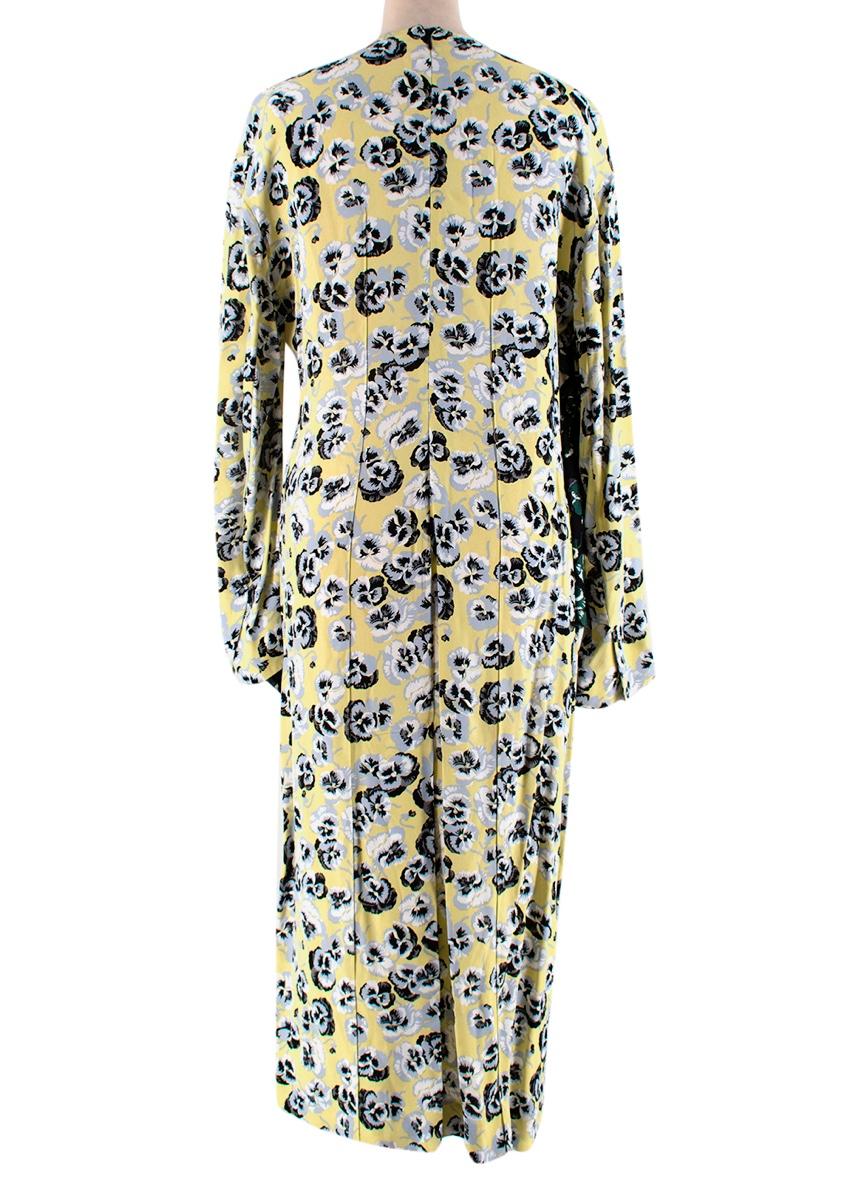 Marni Green & Yellow Floral Crepe Ruffle Dress

- Made of a soft crepe
- Gorgeous pansy print 
- Beautiful green/lime hues 
- Ruffle detail to the front 
- Round neckline 
- Midi length 
- Long sleeves 
- Zip fastening to the back 
- Slit to the