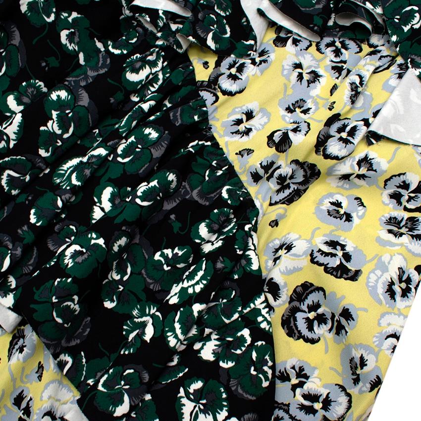 Marni Green & Yellow Floral Crepe Ruffle Dress - Size US 6 In New Condition For Sale In London, GB