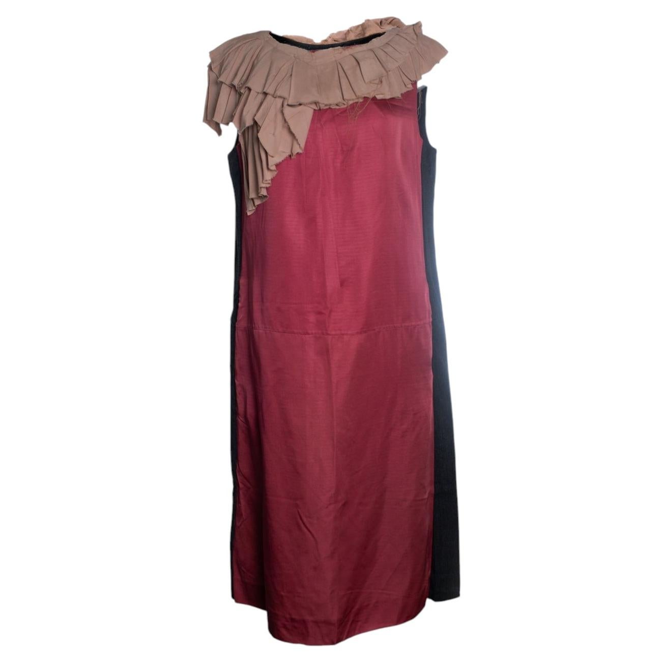 Marni, Grey and pink dress with ruffles For Sale
