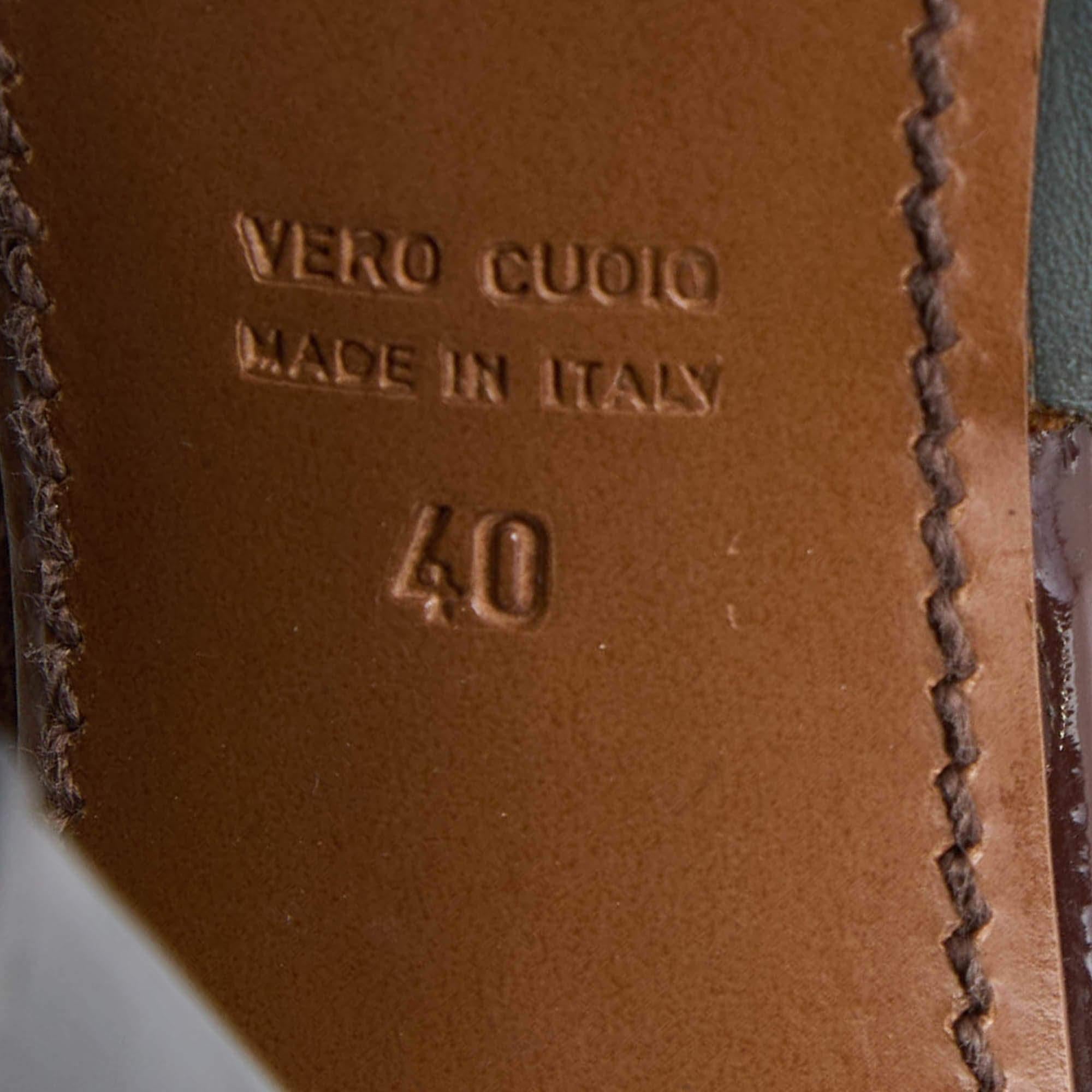 Marni, Pumps con cinturino alla caviglia in pelle grigio/marrone taglia 40 in vendita 3