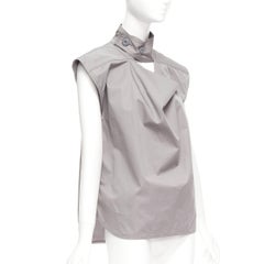 Marni, top boxy in cotone grigio con colletto ritagliato IT36 XS