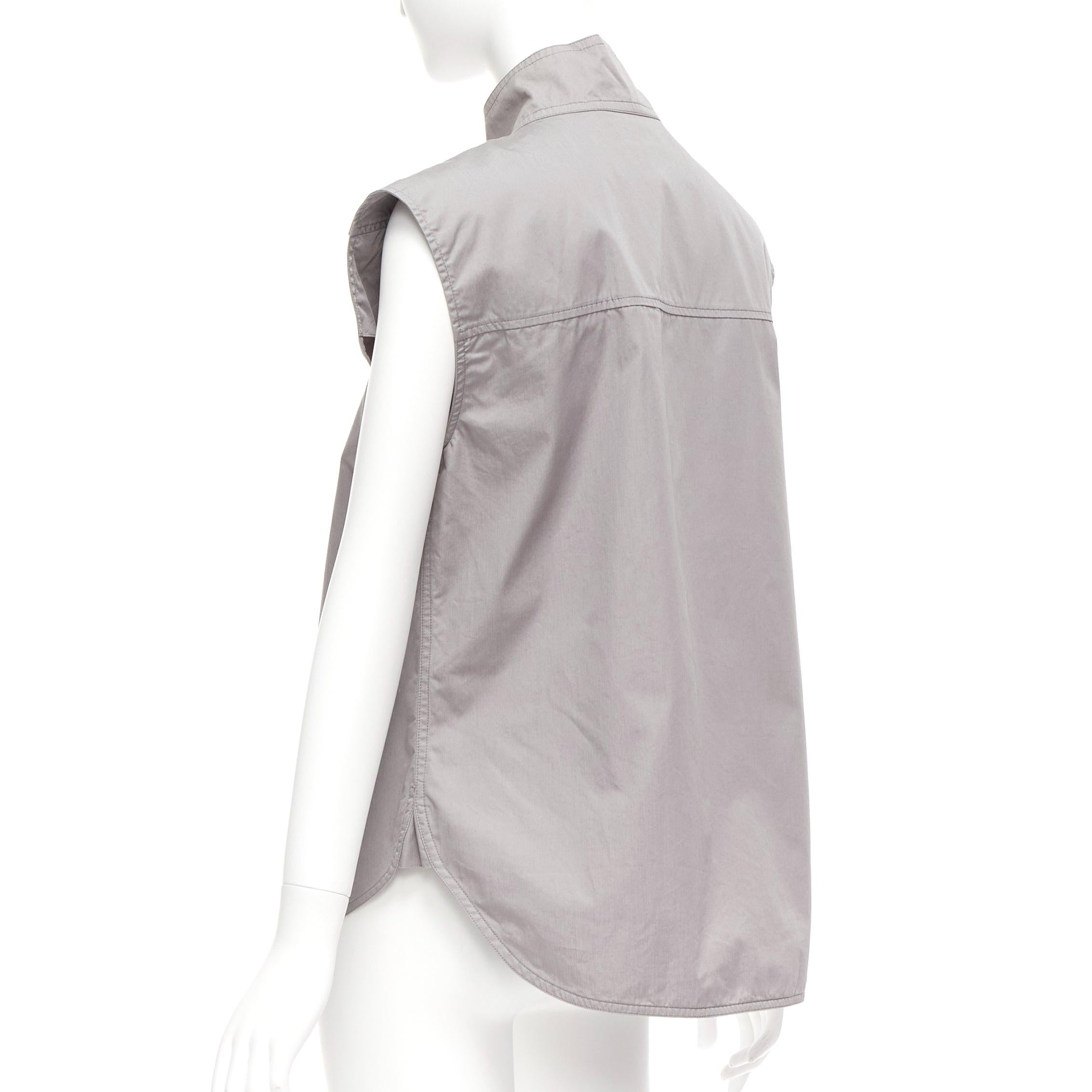 MARNI grey cotton drape cut out collar utility collar boxy top IT36 XS For Sale 1
