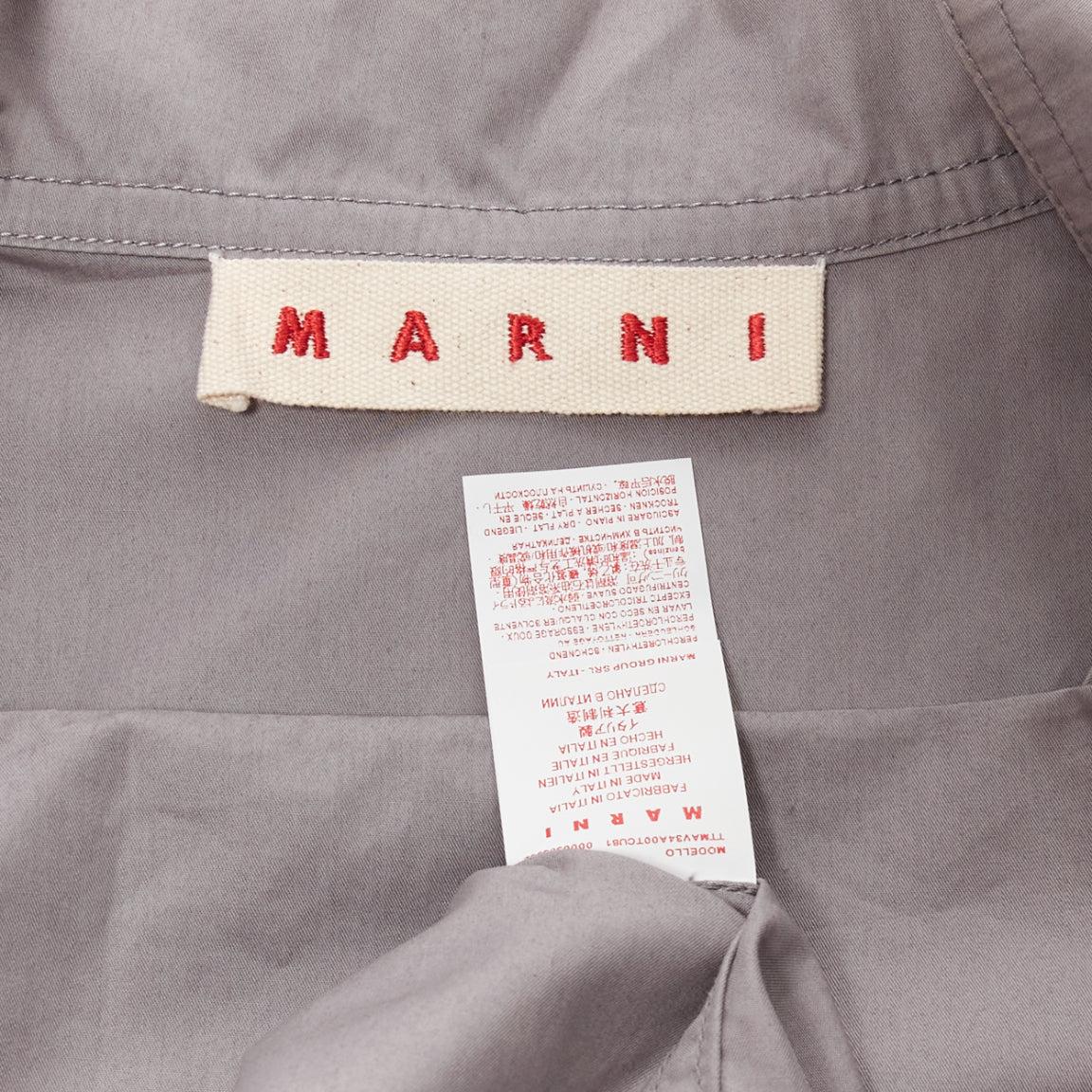 MARNI grey cotton drape cut out collar utility collar boxy top IT36 XS For Sale 3