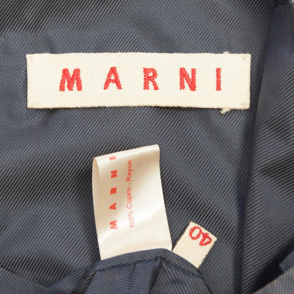 MARNI grey cupro twill ruffle crew neck tunic mini dress IT40 S For Sale 3