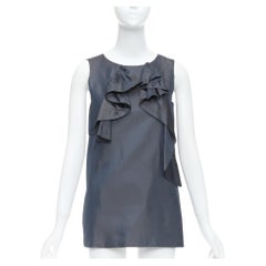 MARNI tunique grise en sergé à volants et col bénitier taille IT 40 S