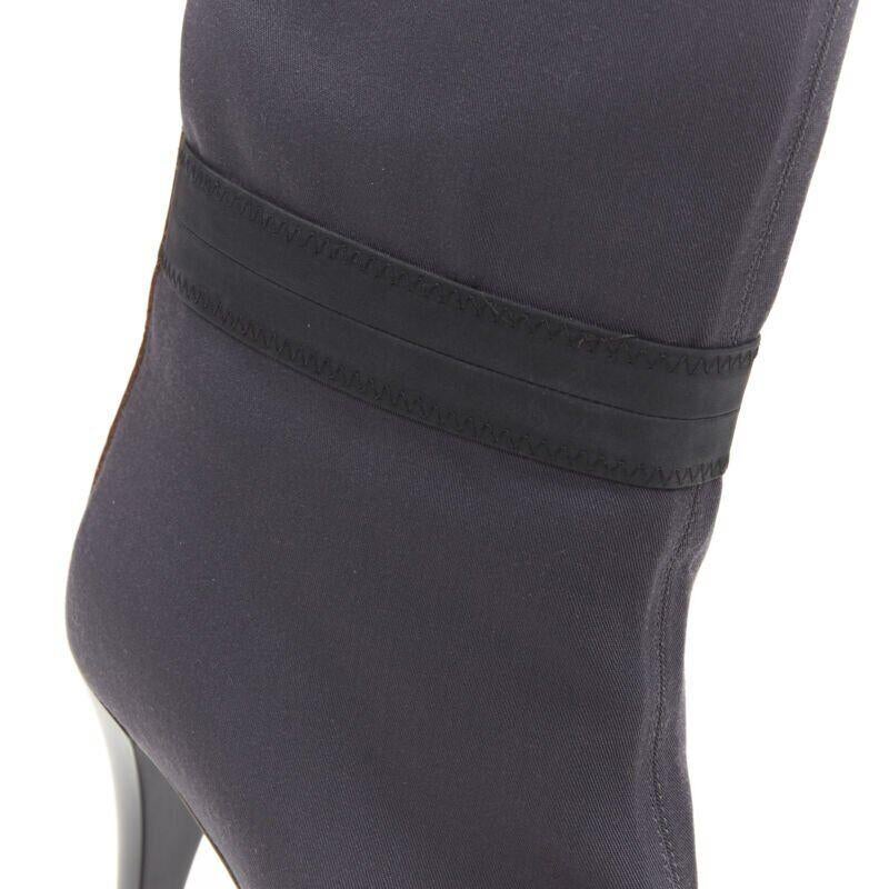 MARNI grey fabric upper brown leather platform round toe high heel boot EU36 For Sale 5