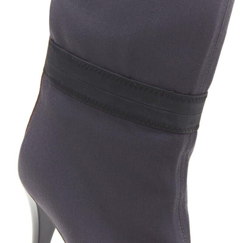 MARNI Grauer oberer brauner Lederstiefel mit runder Zehe und hohem Absatz EU36 im Angebot 6