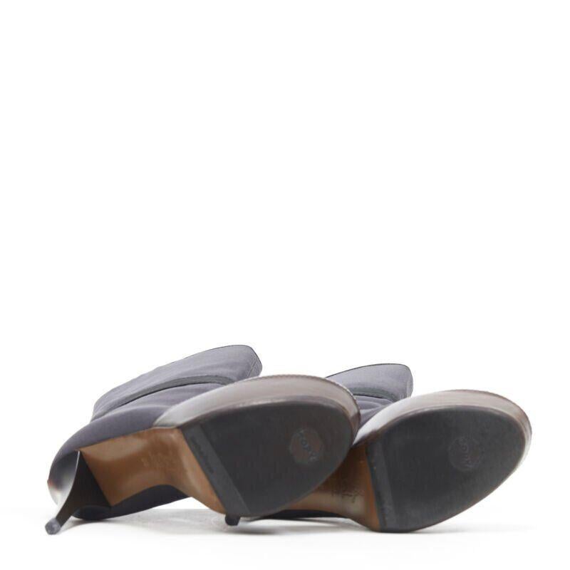 MARNI grey fabric upper brown leather platform round toe high heel boot EU36 For Sale 1