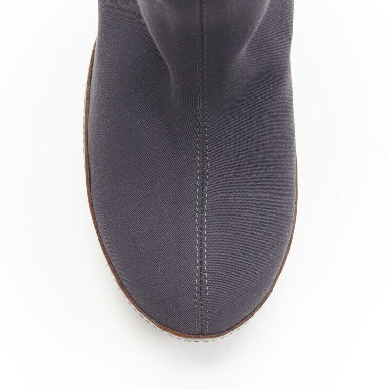 MARNI Grauer oberer brauner Lederstiefel mit runder Zehe und hohem Absatz EU36 im Angebot 3