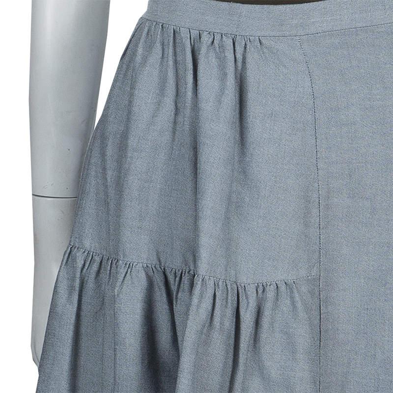 Marni Grey Gathered Cotton Skirt S For Sale 1