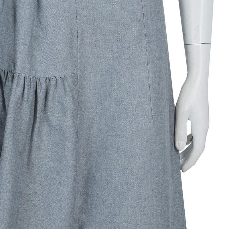 Marni Grey Gathered Cotton Skirt S For Sale 3