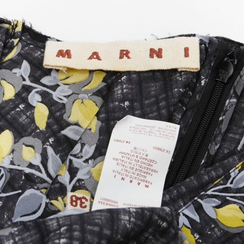 MARNI grey geometric yellow floral print cowl neck 100% silk dress IT38 XS For Sale 6