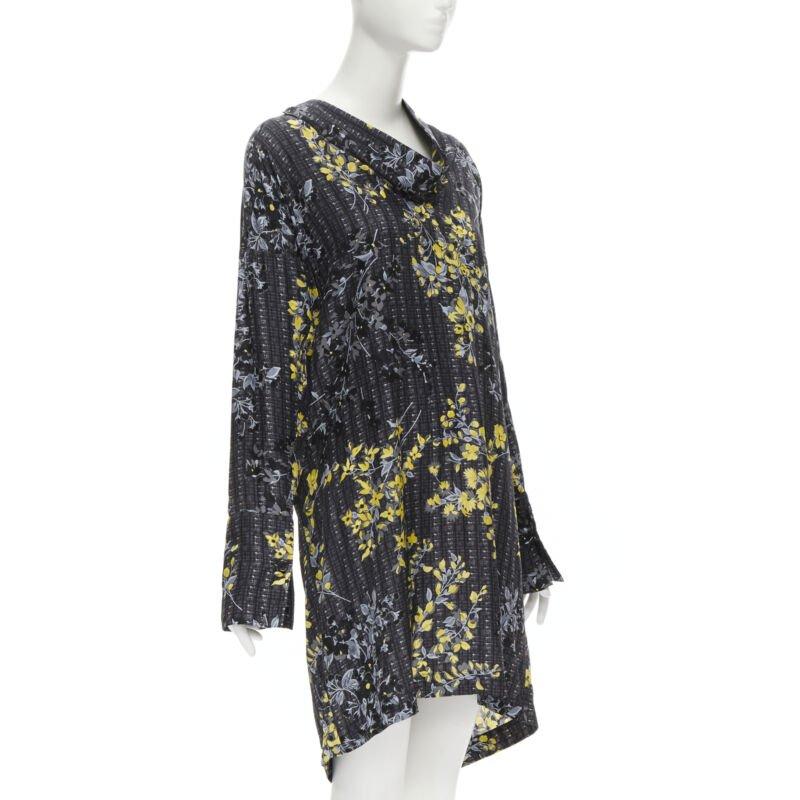 MARNI grey geometric yellow floral print cowl neck 100% silk dress IT38 XS
Reference: CELG/A00185
Brand: Marni
Material: Silk
Color: Grey, Yellow
Pattern: Floral
Closure: Zip
Extra Details: Cowl neck. Button cuff.
Made in: