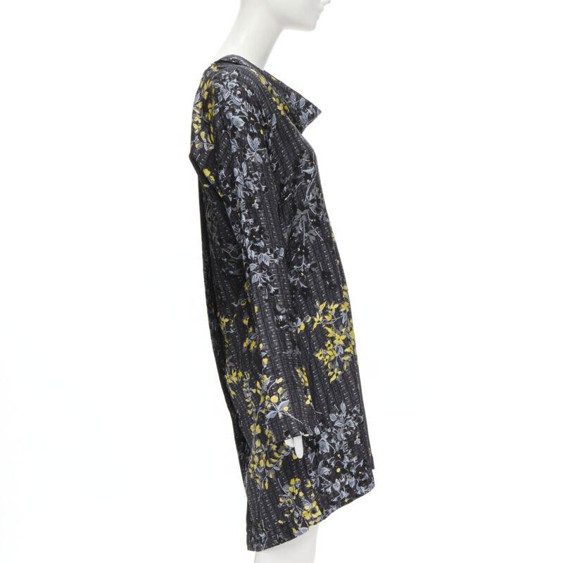 Gray MARNI grey geometric yellow floral print cowl neck 100% silk dress IT38 XS For Sale