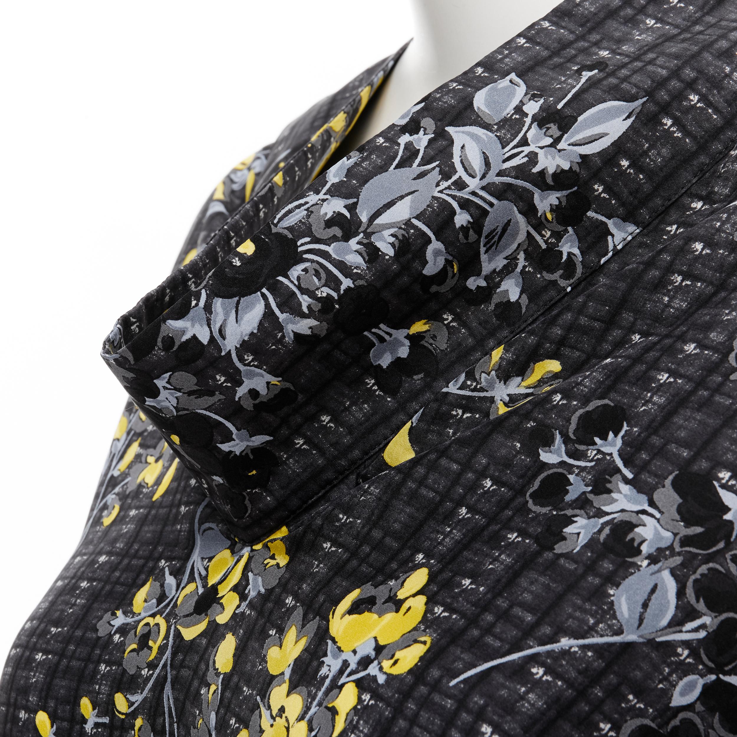 Women's MARNI grey geometric yellow floral print cowl neck 100% silk dress IT38 XS For Sale