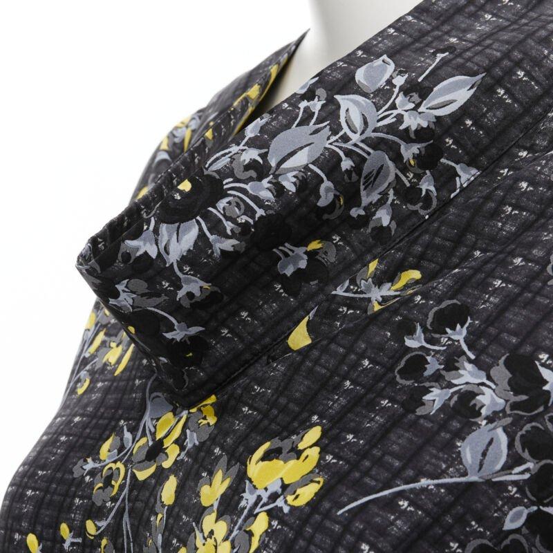 MARNI grey geometric yellow floral print cowl neck 100% silk dress IT38 XS For Sale 1
