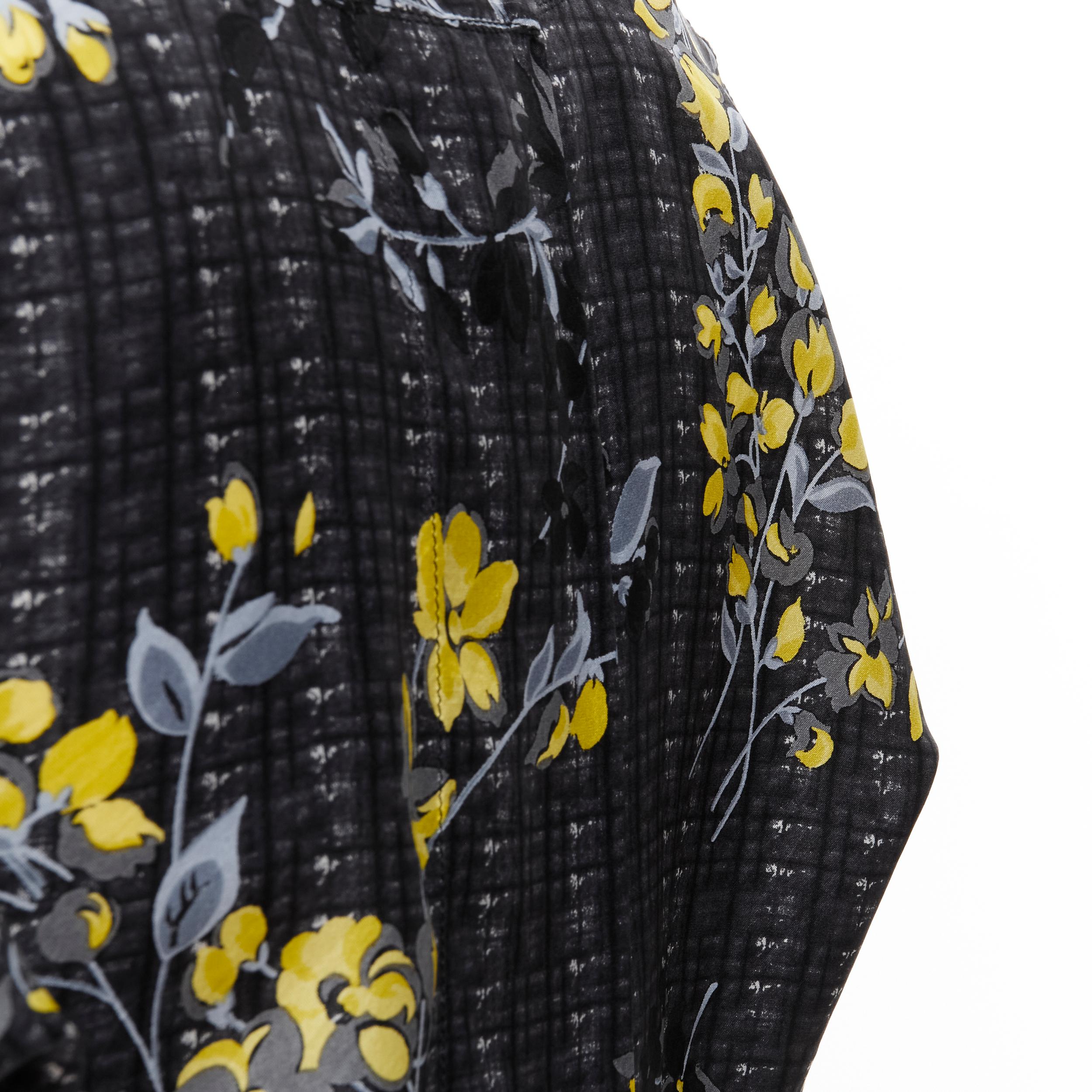 MARNI grey geometric yellow floral print cowl neck 100% silk dress IT38 XS For Sale 1