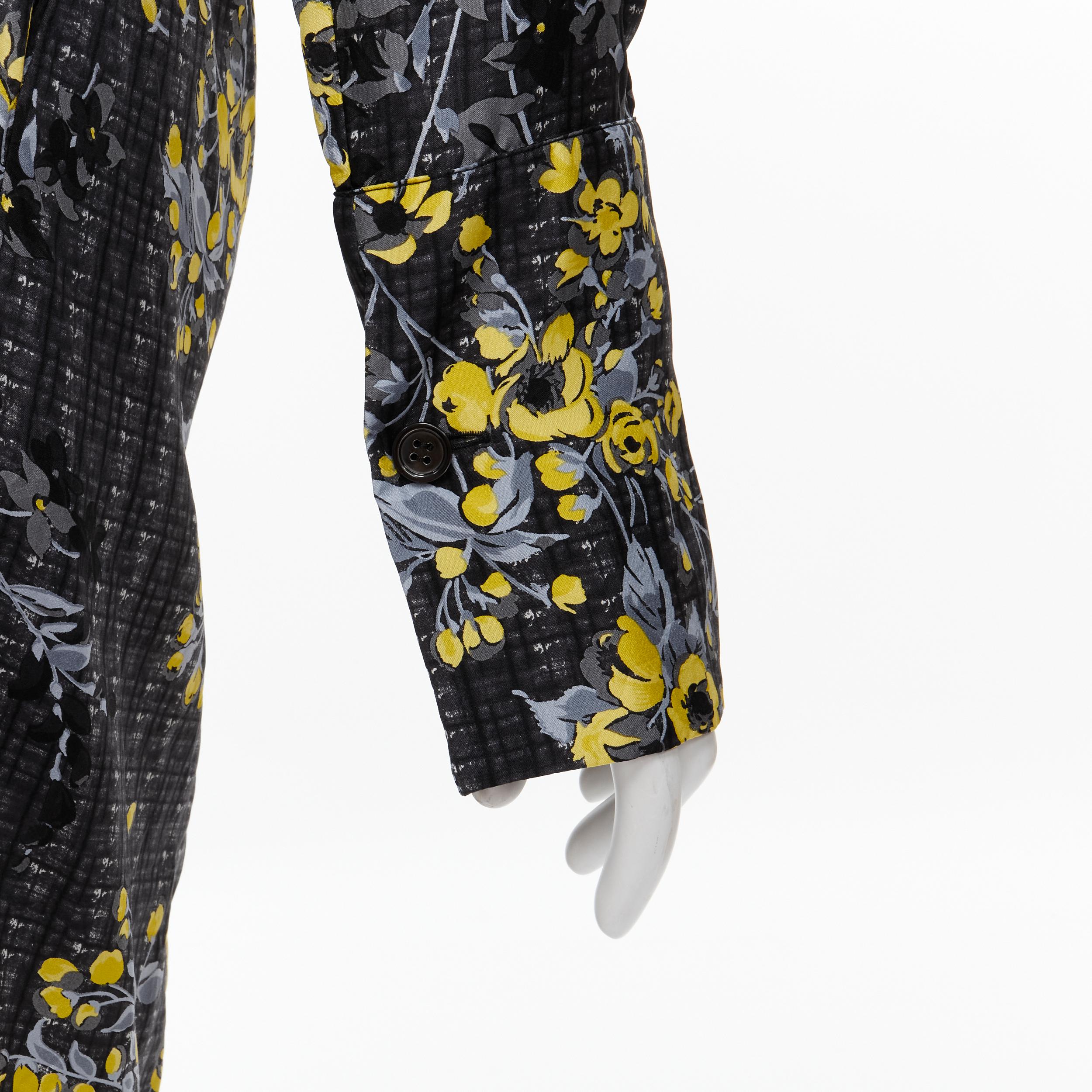 MARNI grey geometric yellow floral print cowl neck 100% silk dress IT38 XS For Sale 2