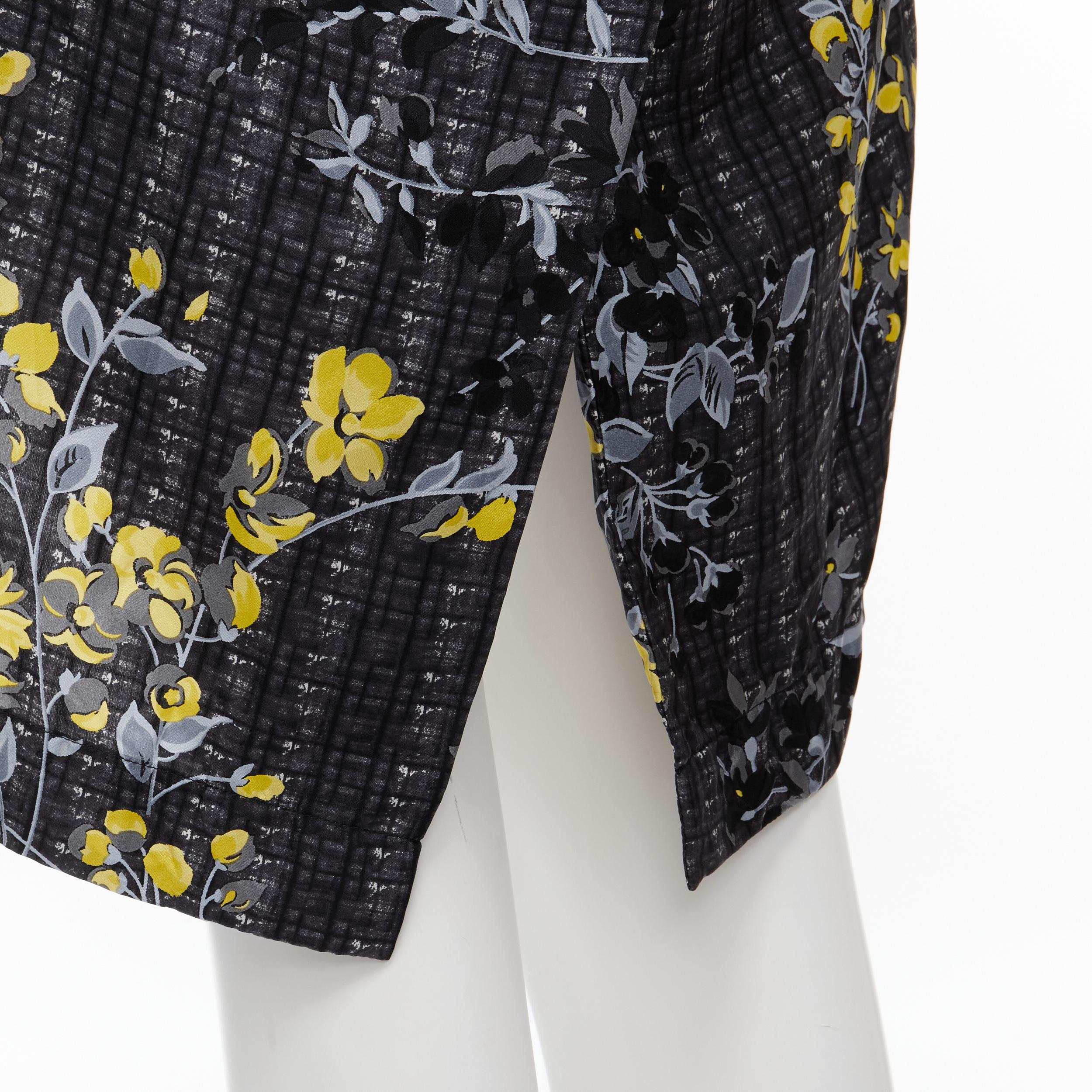 MARNI grey geometric yellow floral print cowl neck 100% silk dress IT38 XS For Sale 3