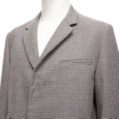 MARNI grey houndstooth wool blend invisible placket longline coat IT48 M