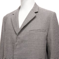MARNI grey houndstooth wool blend invisible placket longline coat IT48 M