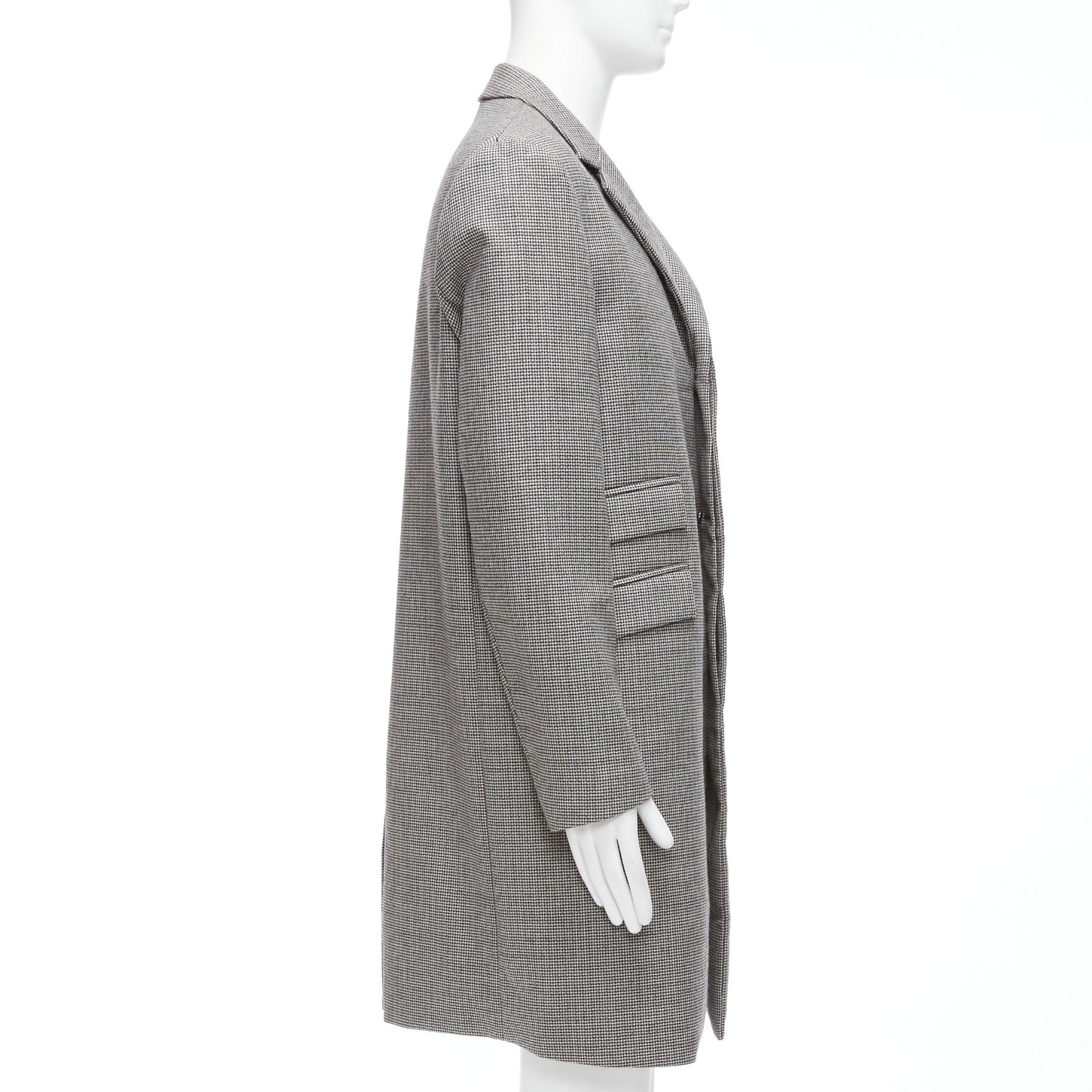 MARNI grey houndstooth wool blend invisible placket longline coat IT48 M For Sale 1