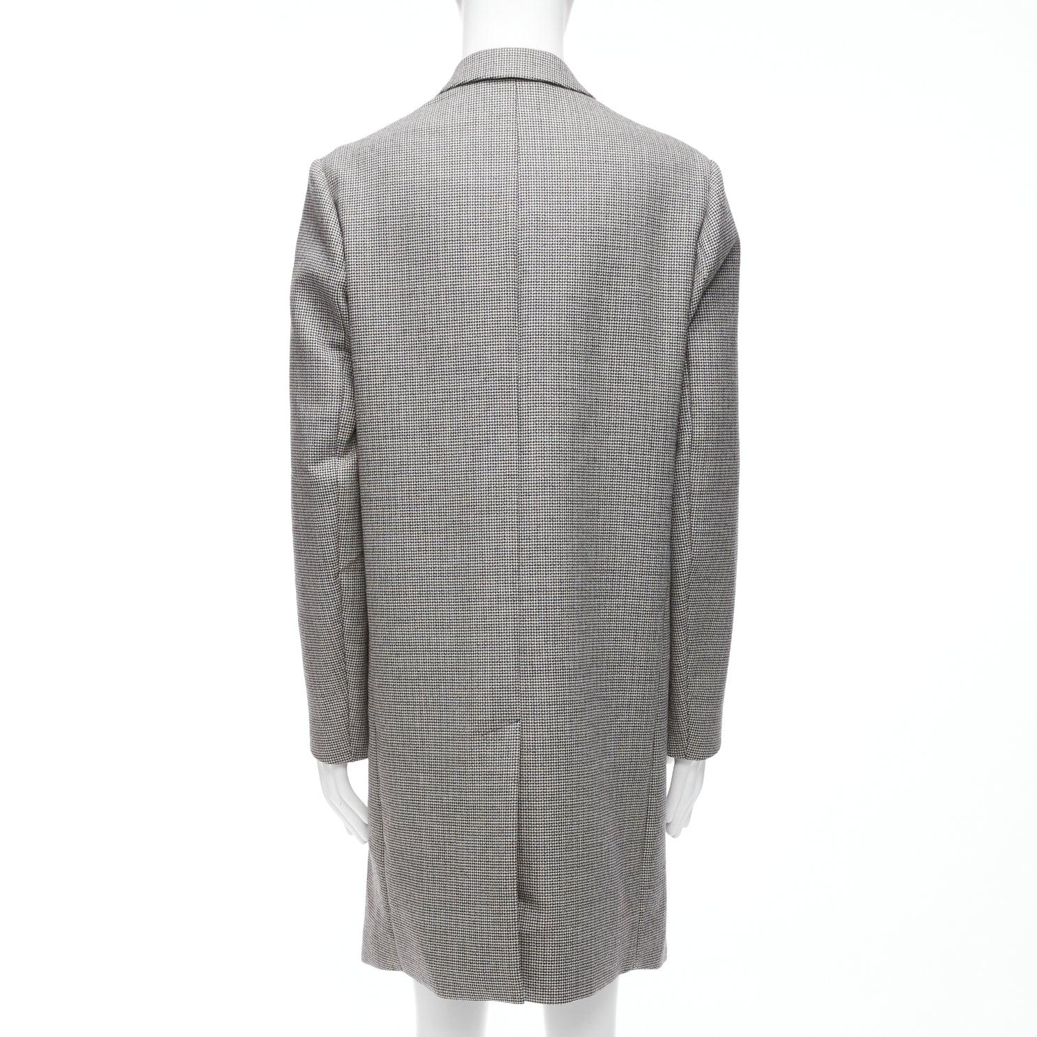 MARNI grey houndstooth wool blend invisible placket longline coat IT48 M For Sale 1