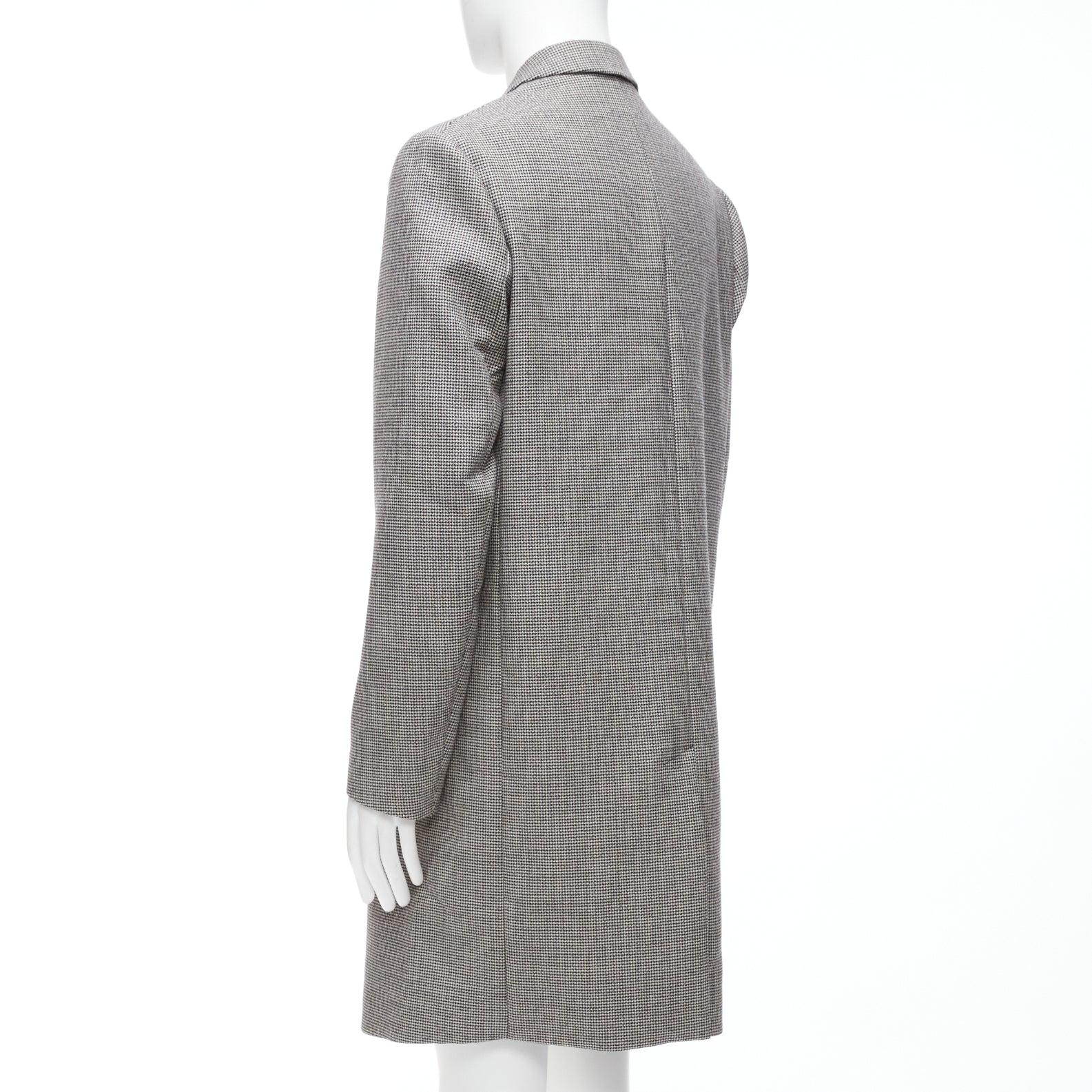 MARNI grey houndstooth wool blend invisible placket longline coat IT48 M For Sale 2
