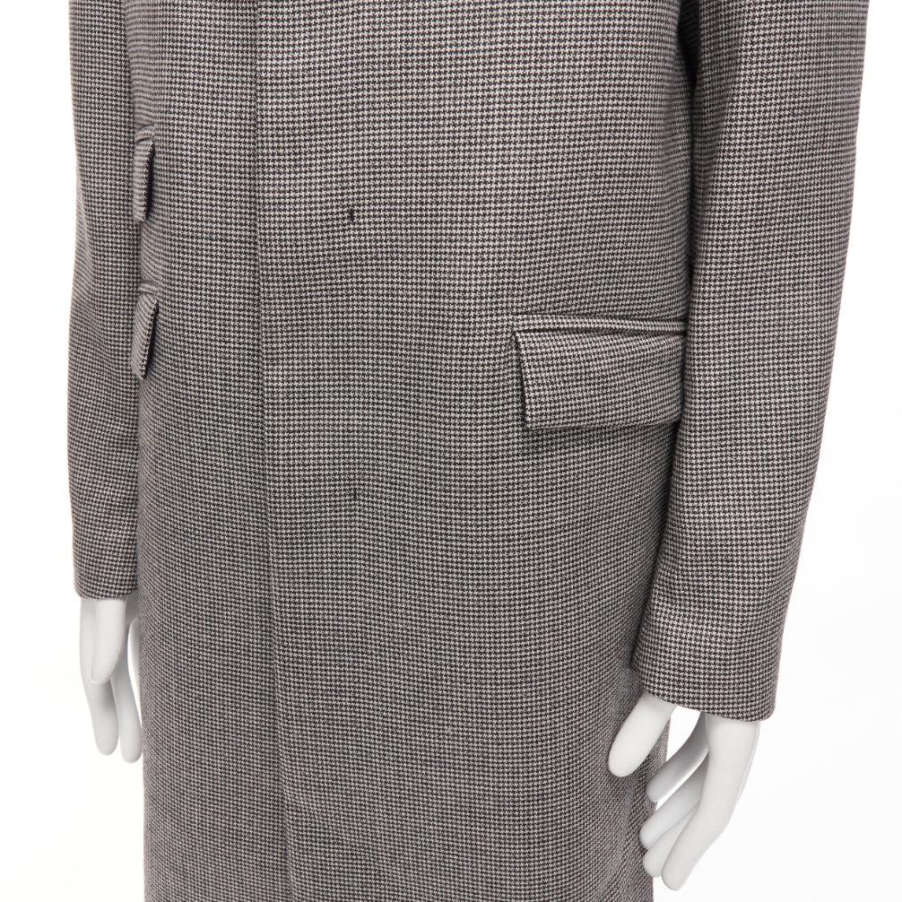 MARNI grey houndstooth wool blend invisible placket longline coat IT48 M For Sale 4
