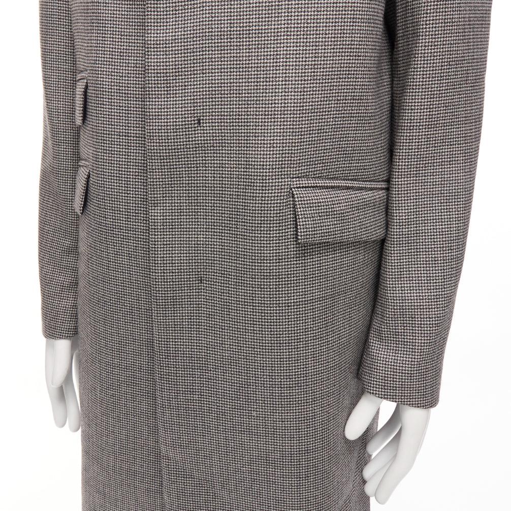 MARNI grey houndstooth wool blend invisible placket longline coat IT48 M For Sale 3
