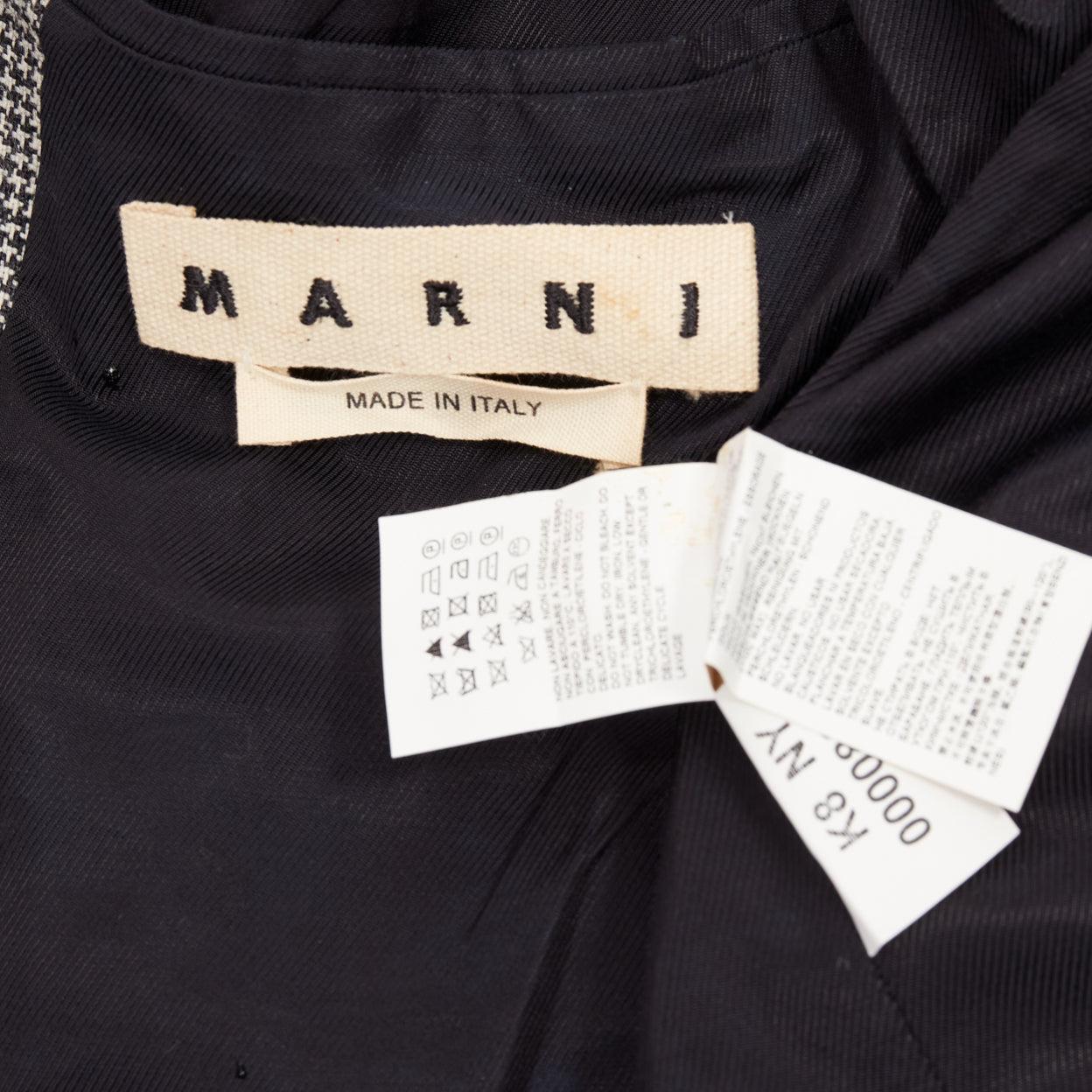 MARNI grey houndstooth wool blend invisible placket longline coat IT48 M For Sale 4