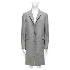 MARNI grey houndstooth wool blend invisible placket longline coat IT48 M