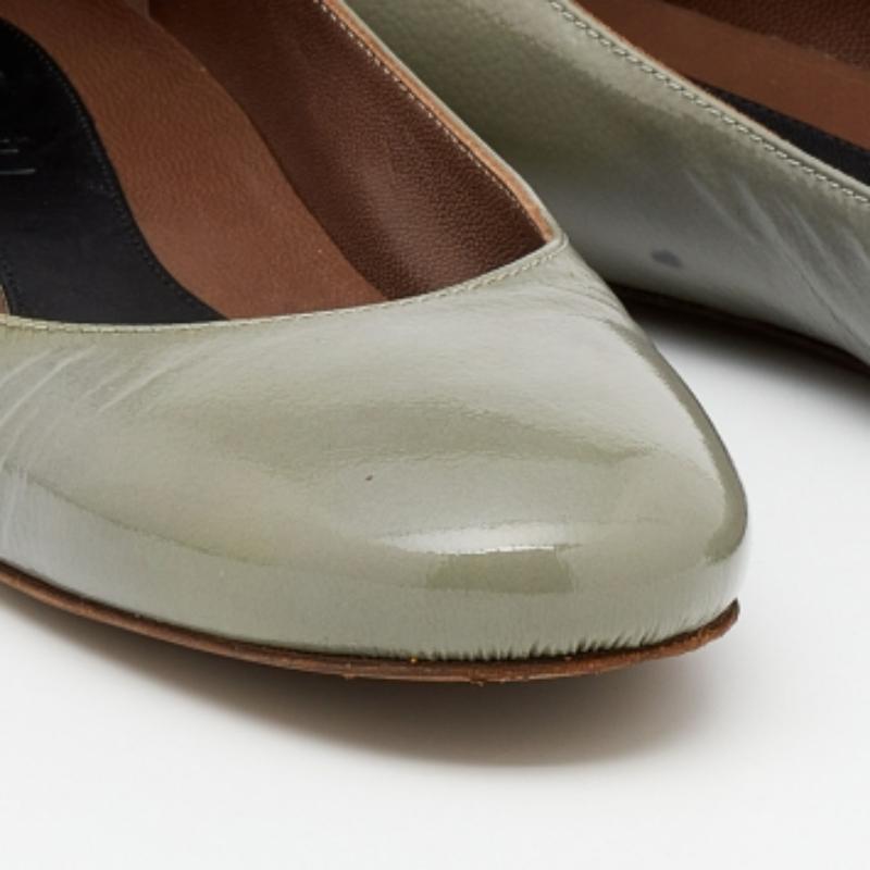 Marni Grey Patent Leather Ballet Flats Size 36.5 For Sale 2