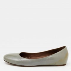 Used Marni Grey Patent Leather Ballet Flats Size 36.5