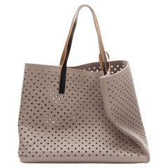 MARNI grey perforated heavy wool felt asymmetric tote bag