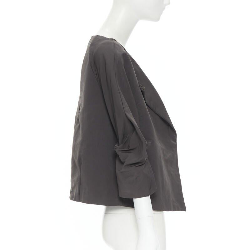 MARNI grey polyester open front pinched sleeve rounded cocoon jacket IT44 In Good Condition For Sale In Hong Kong, NT