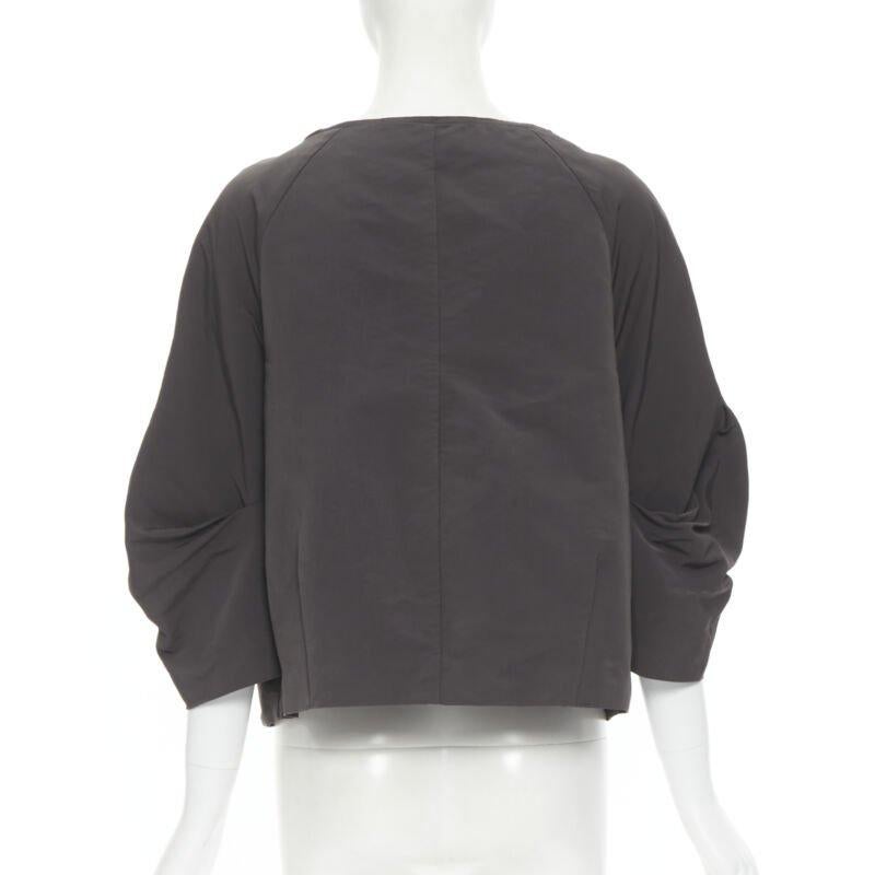Women's MARNI grey polyester open front pinched sleeve rounded cocoon jacket IT44 For Sale
