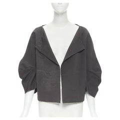 MARNI grey polyester open front pinched sleeve rounded cocoon jacket IT44