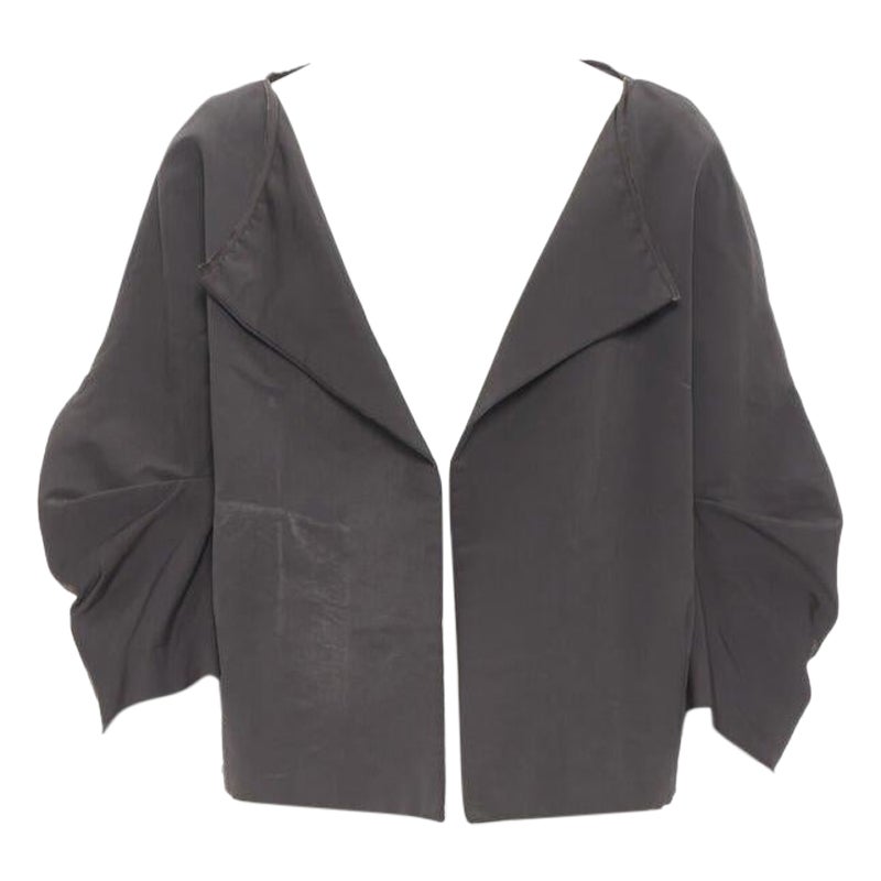 MARNI grey polyester open front pinched sleeve rounded cocoon jacket IT44