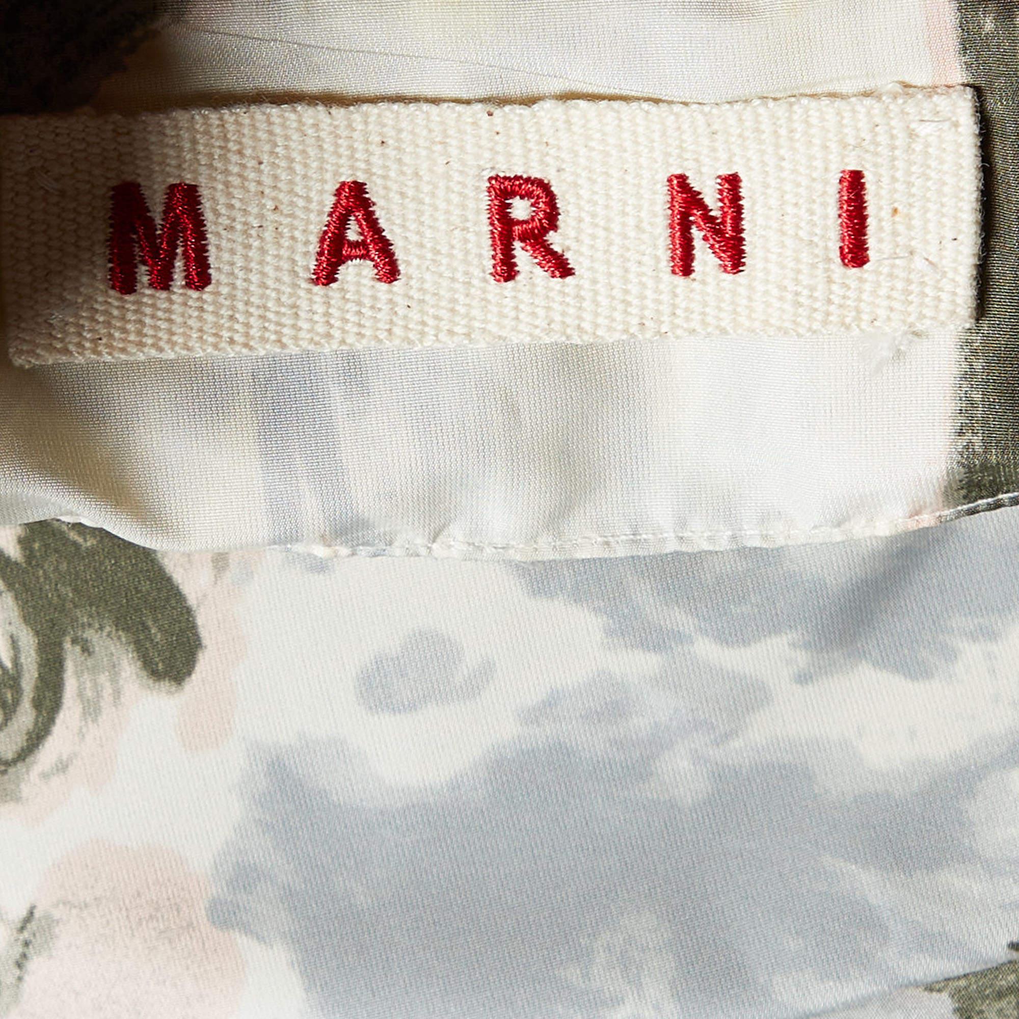 Top con maniche oversize in raso stampato grigio Marni L.L.A. In condizioni buone in vendita a Dubai, Al Qouz 2