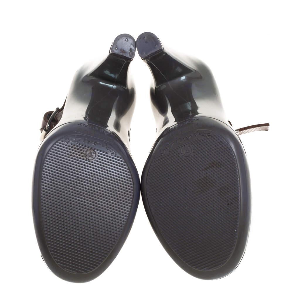 Marni Grau Gummi und Braun Leder Mary Jane Pumps Größe 37 2