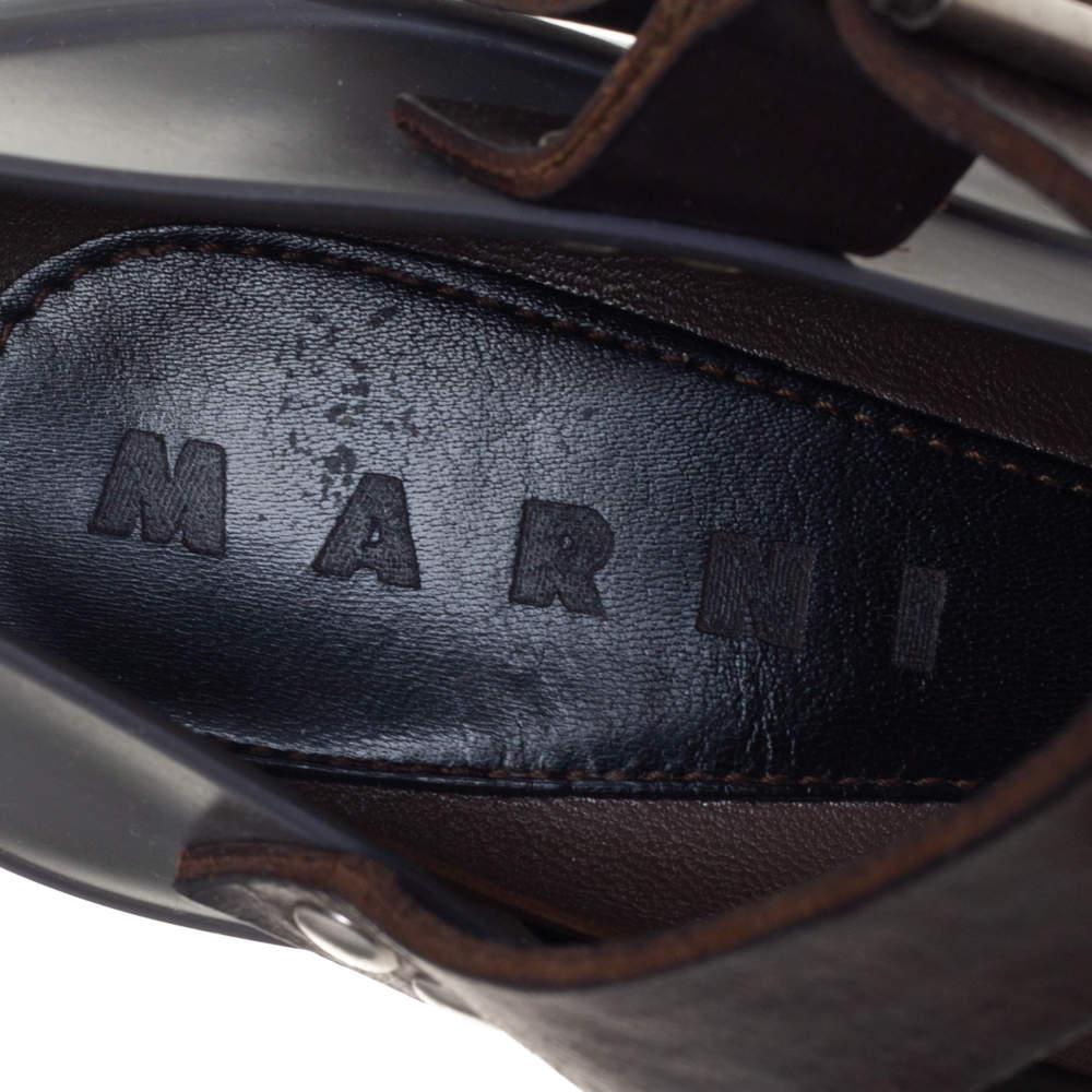 Marni Grau Gummi und Braun Leder Mary Jane Pumps Größe 37 3