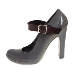 Marni Grau Gummi und Braun Leder Mary Jane Pumps Größe 37
