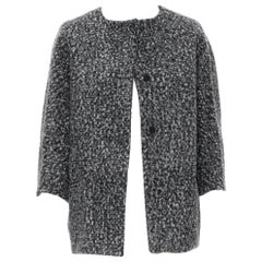 MARNI grey speckle alpaca wool blend rounded shoulder cocoon jacket IT38 XS