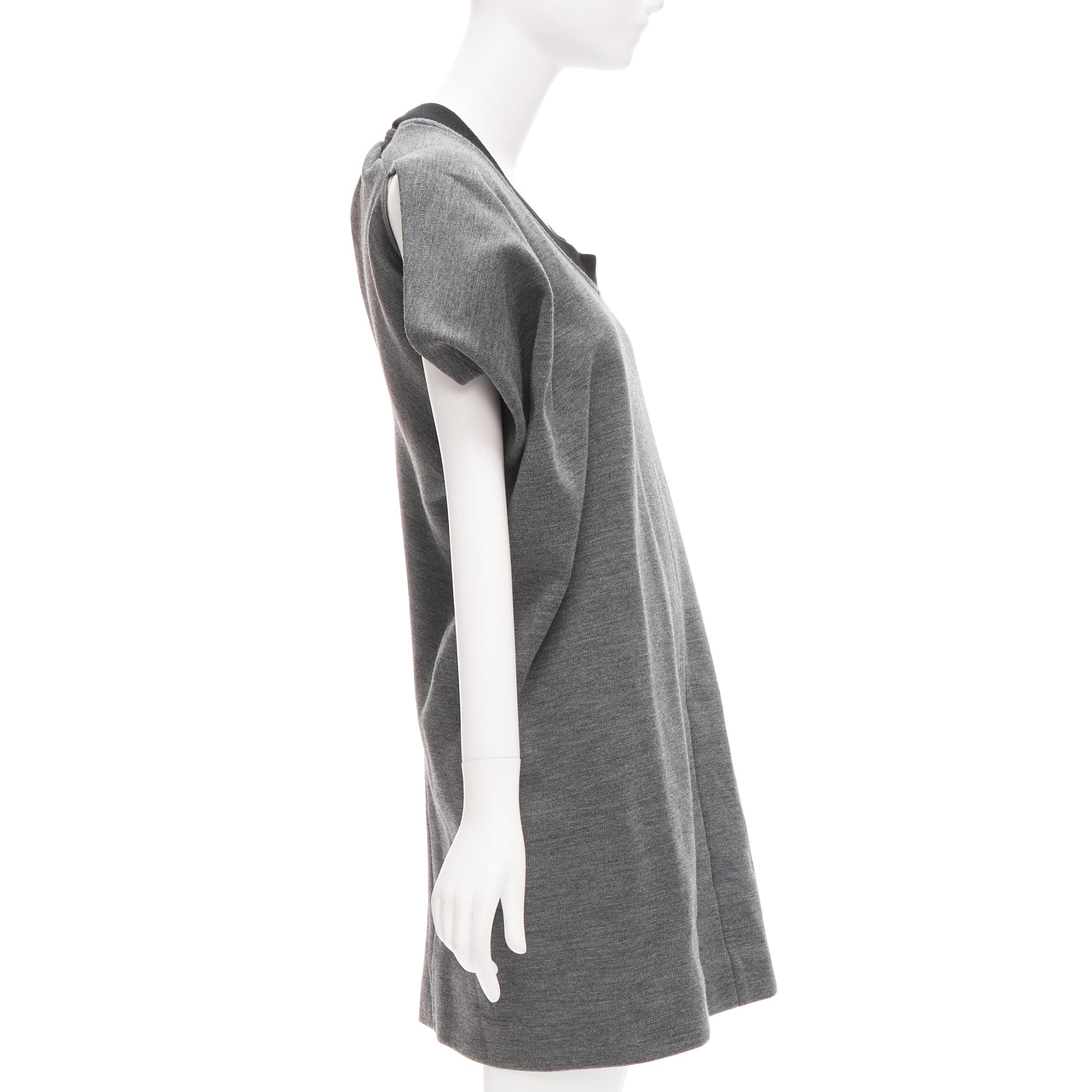 Gray MARNI grey virgin wool blend 3D cut structured boxy casual dress IT40 S For Sale