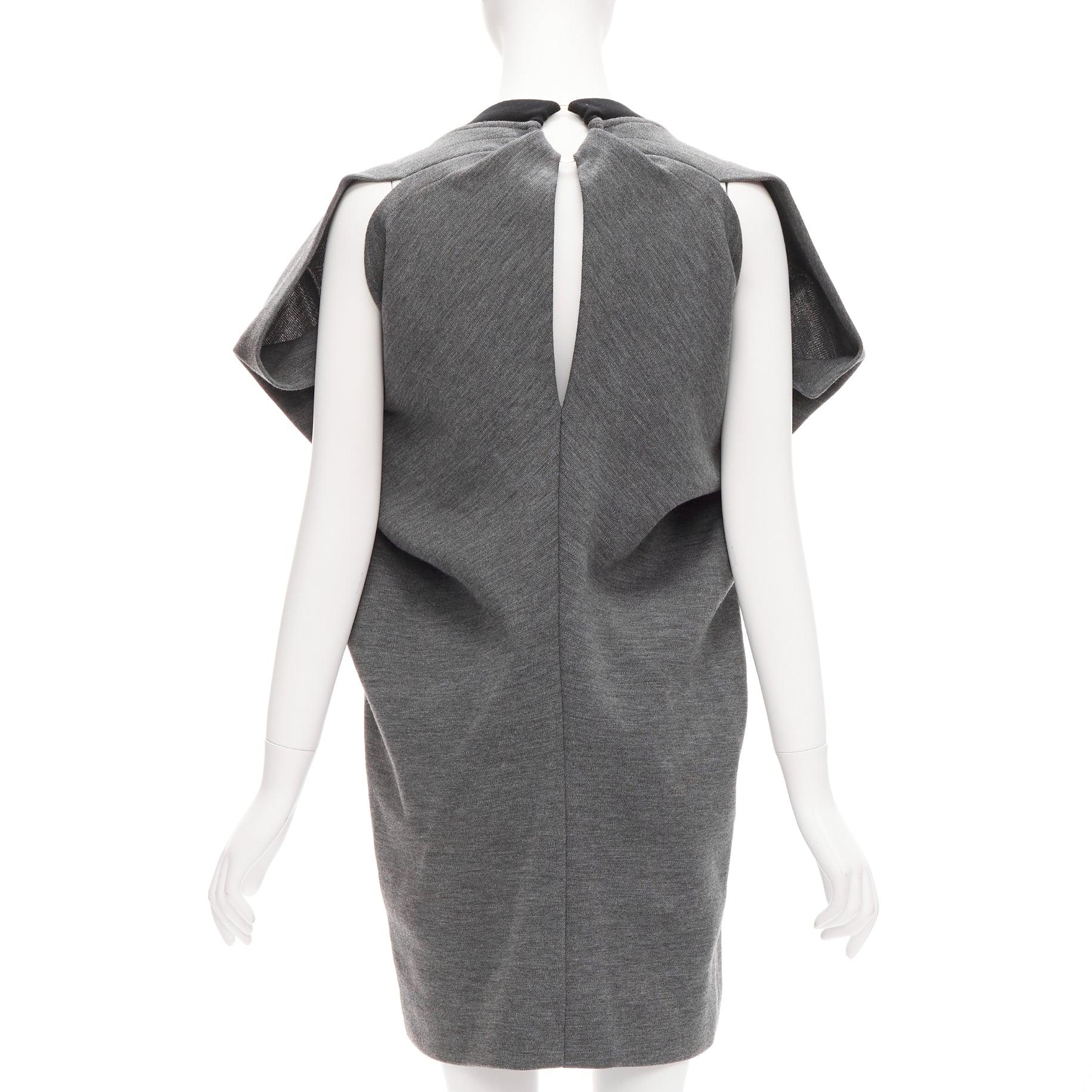 MARNI grey virgin wool blend 3D cut structured boxy casual dress IT40 S In Excellent Condition For Sale In Hong Kong, NT